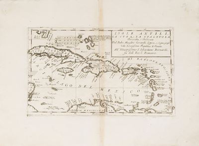 Isole Antili, La Cuba e la Spagnuola, incisione su rame