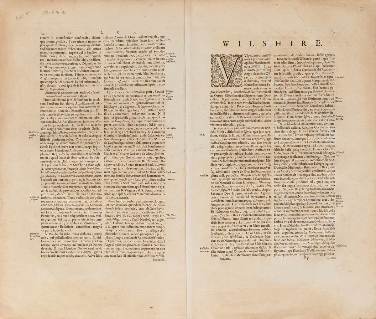 Jan Jansson - Wiltonia Sive Comitatus Wiltoniensis Anglis Wilshire.