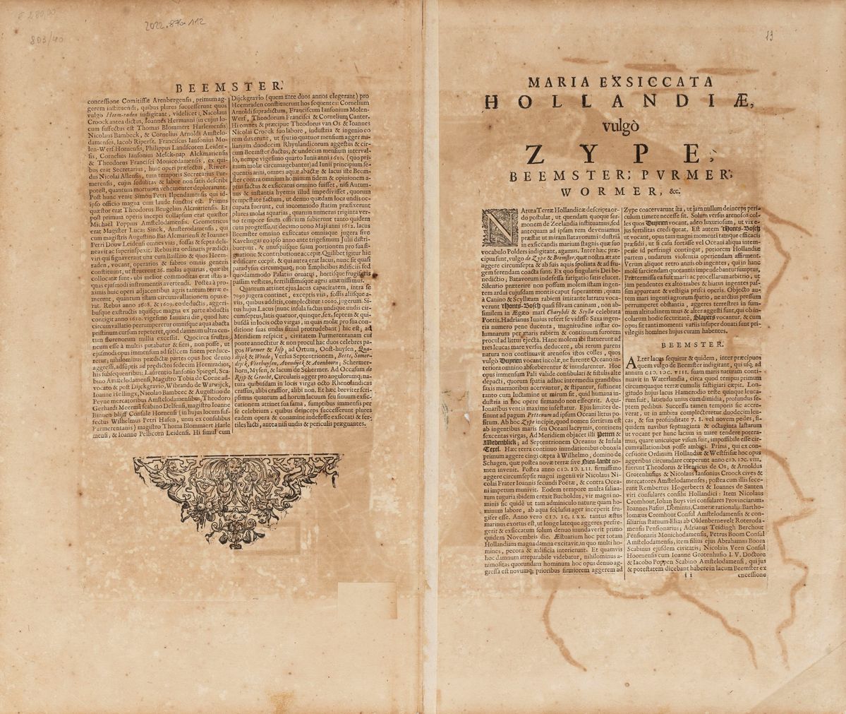 Henricus Hondius - De Zype, Bremster, De Purmer, De Wormer Caerte Van Waterland.