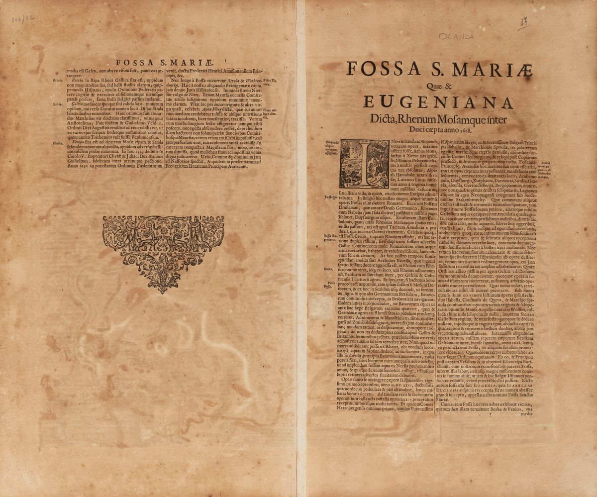 Henricus Hondius - Fossa Eugeniana Quae a Rheno Ad Mosam Duci Coepta Est, Anno MDCXXVII Ductu Com...