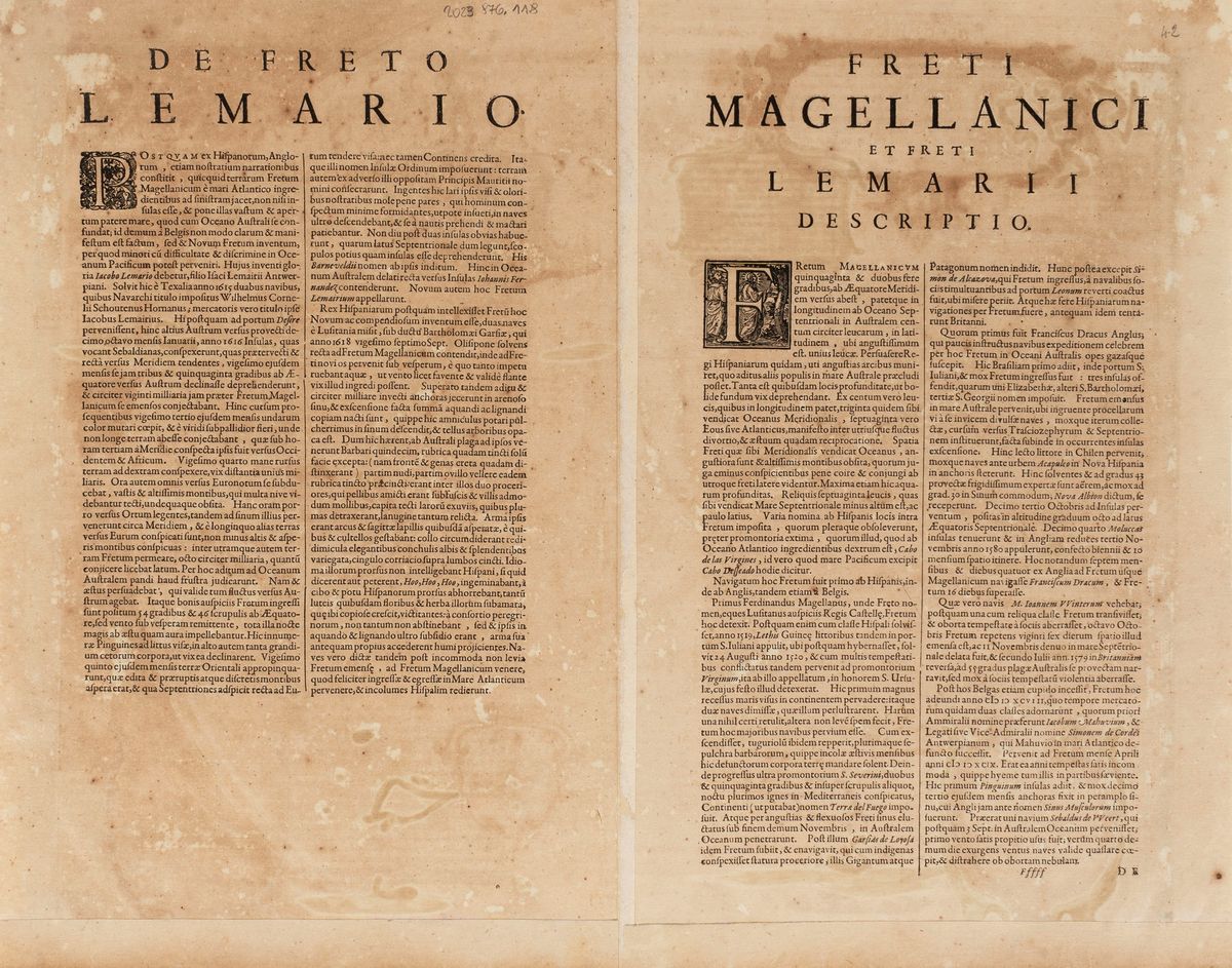 Henricus Hondius - Freti Magellanici Ac Novi Freti Vulgo le Maire Exactissima Delineatio.