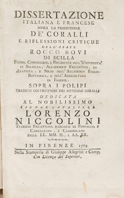 Dissertazione Italiana e Francese Sopra la Produzione De' Coralli