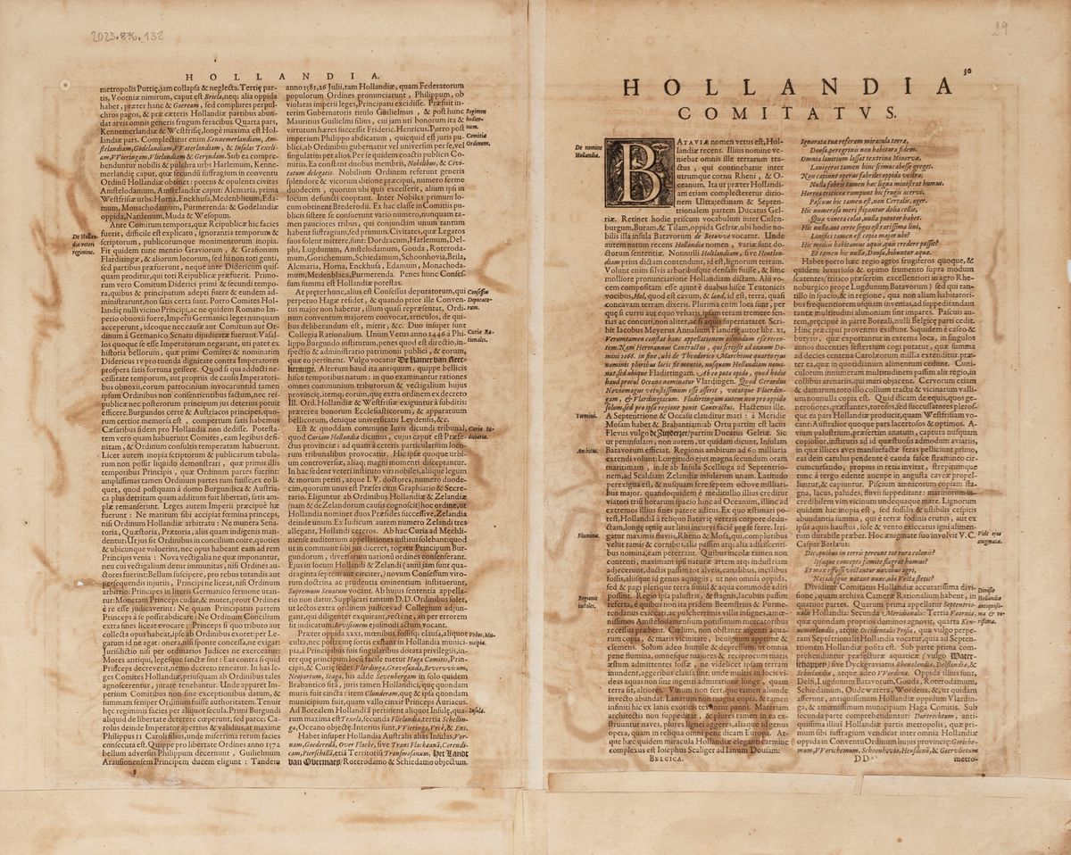 Comitatus Hollandiae. Nova Descritio Ex Optimis & Novissimis Delineationibus Designata.