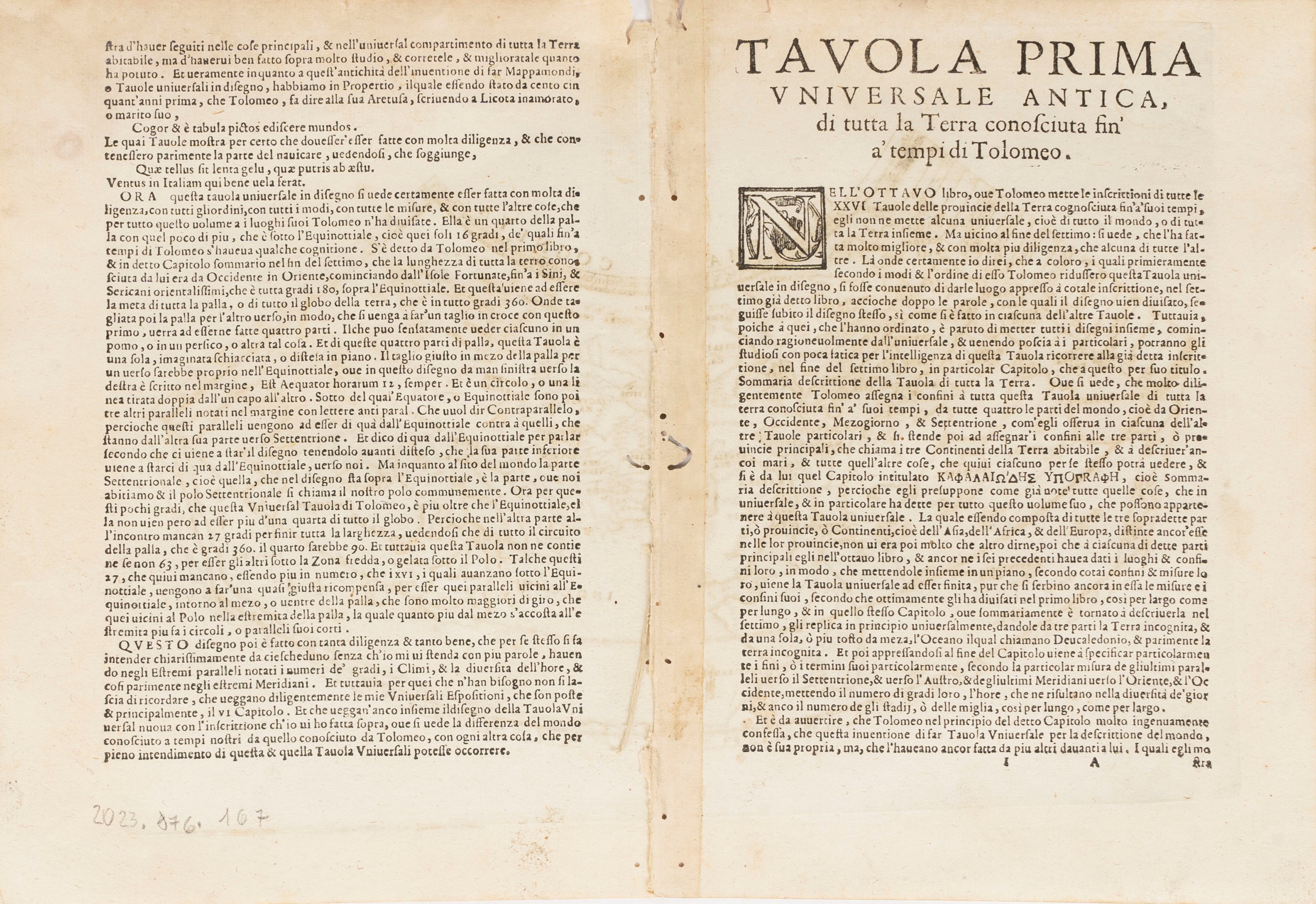 Ruscelli, Girolamo - Tolomeo, Claudio - Ruscelli, Ptolomaei cognita, incisione su rame del 1561