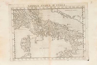 Ruscelli, Girolamo e Tolomeo, Claudio - Tabula nuova d’Italia, incisione su rame