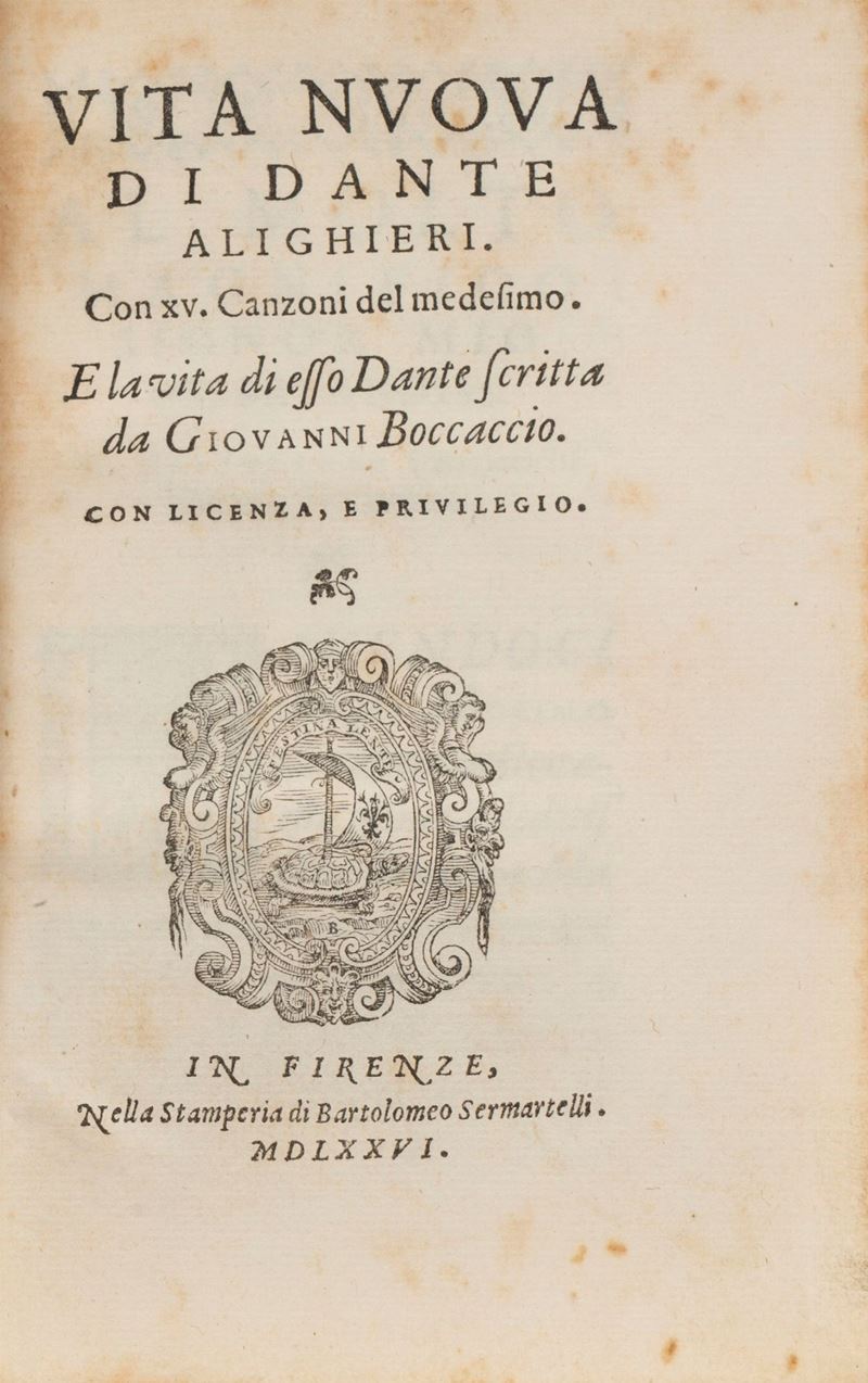 Dante Alighieri Boccaccio Giovanni Vita Nuova Origine vita