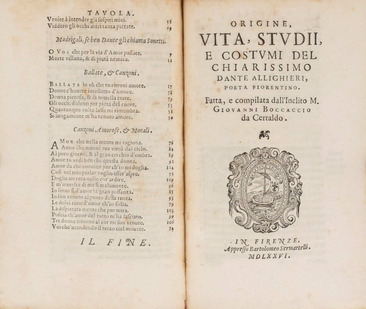 Vita Nuova - Origine, Vita, Studi e Costumi del Chiarissimo Dante Allighieri...fatta, e Compilata...
