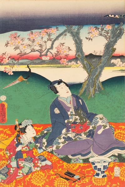 Lotto Composto da Due Xilografie, Giappone, Periodo Meiji