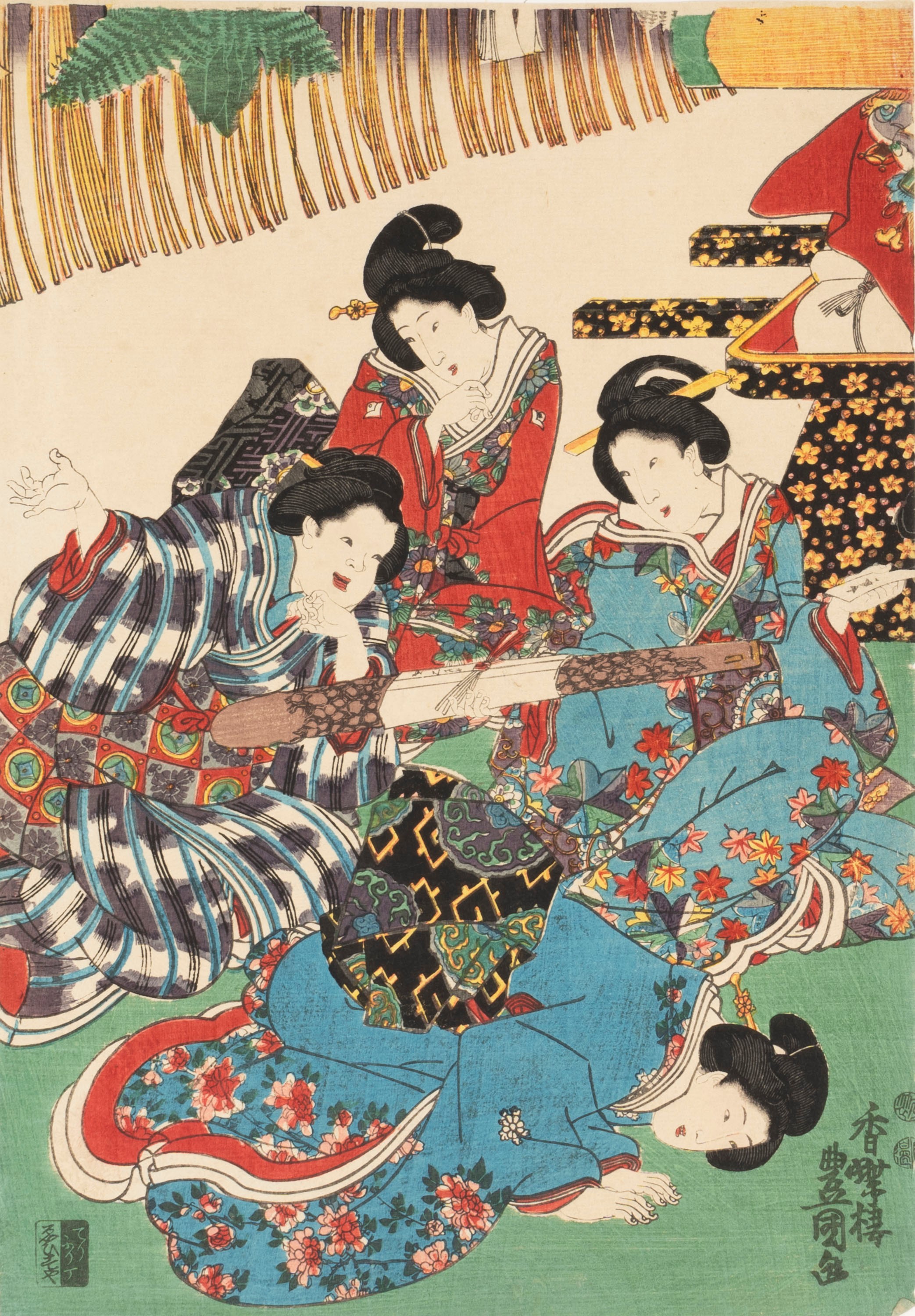 Utagawa Kunisada - Lotto Composto da Due Xilografie, Giappone, Periodo Meiji
