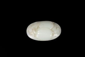  - A CARVED WHITE JADE BITTER MELONS PLAQUE