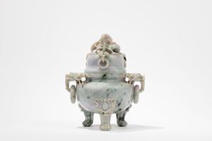 A LARGE JADEITE TRIPOD CENSER