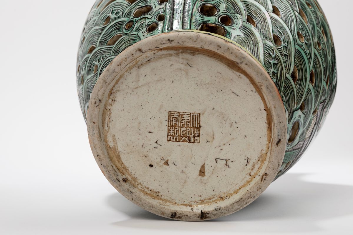 Vaso in porcellana Famiglia Verde, Cina, dinastia Qing, fine XIX secolo