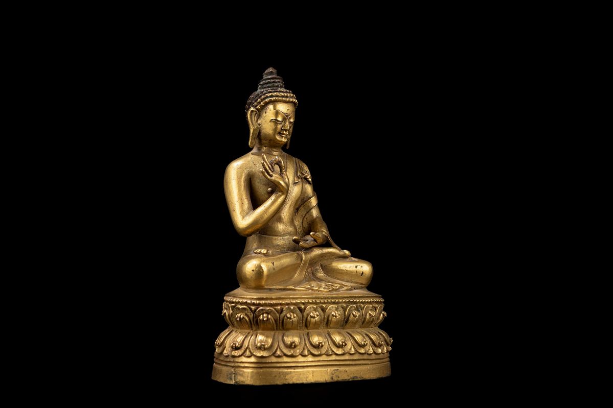 Buddha, Scultura in bronzo dorato, Tibet, XVIII secolo