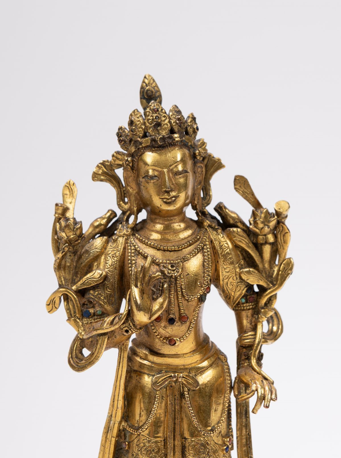 Bodhisattva Padmapani, scultura in bronzo dorato, Tibet, XVIII secolo