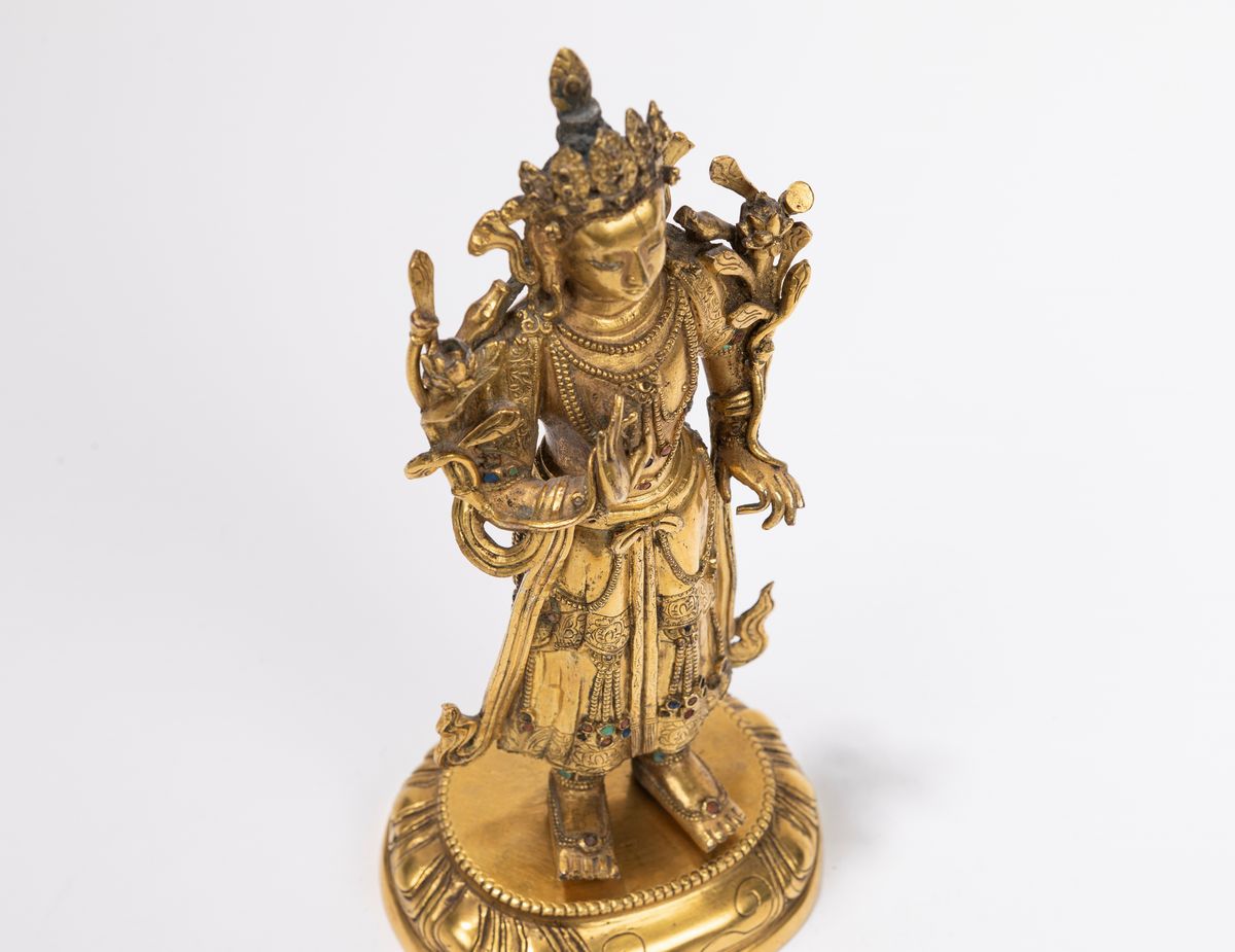 Bodhisattva Padmapani, scultura in bronzo dorato, Tibet, XVIII secolo