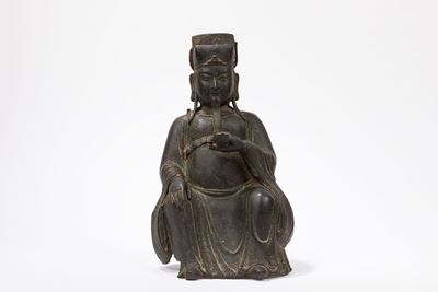 Scultore Cinese, Figura in bronzo di saggio seduto della dinastia Ming