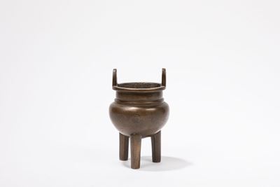 Incensiere tripode in bronzo ageminato, Cina, dinastia Qing, XVIII/XIX secolo