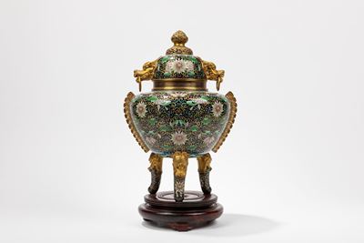 Incensiere in smalto cloisonné, Cina, XX secolo