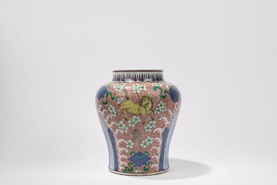 Vaso in porcellana Wucai, Cina, dinastia Qing, fine XIX secolo