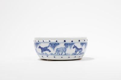 Raro sciacqua pennelli, porcellana bianca e blu, Cina, dinastia Qing, XVIII / XIX secolo