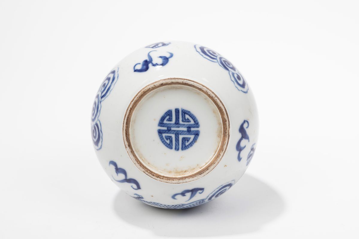 Vaso in porcellana bianca e blu, Cina, dinastia Qing