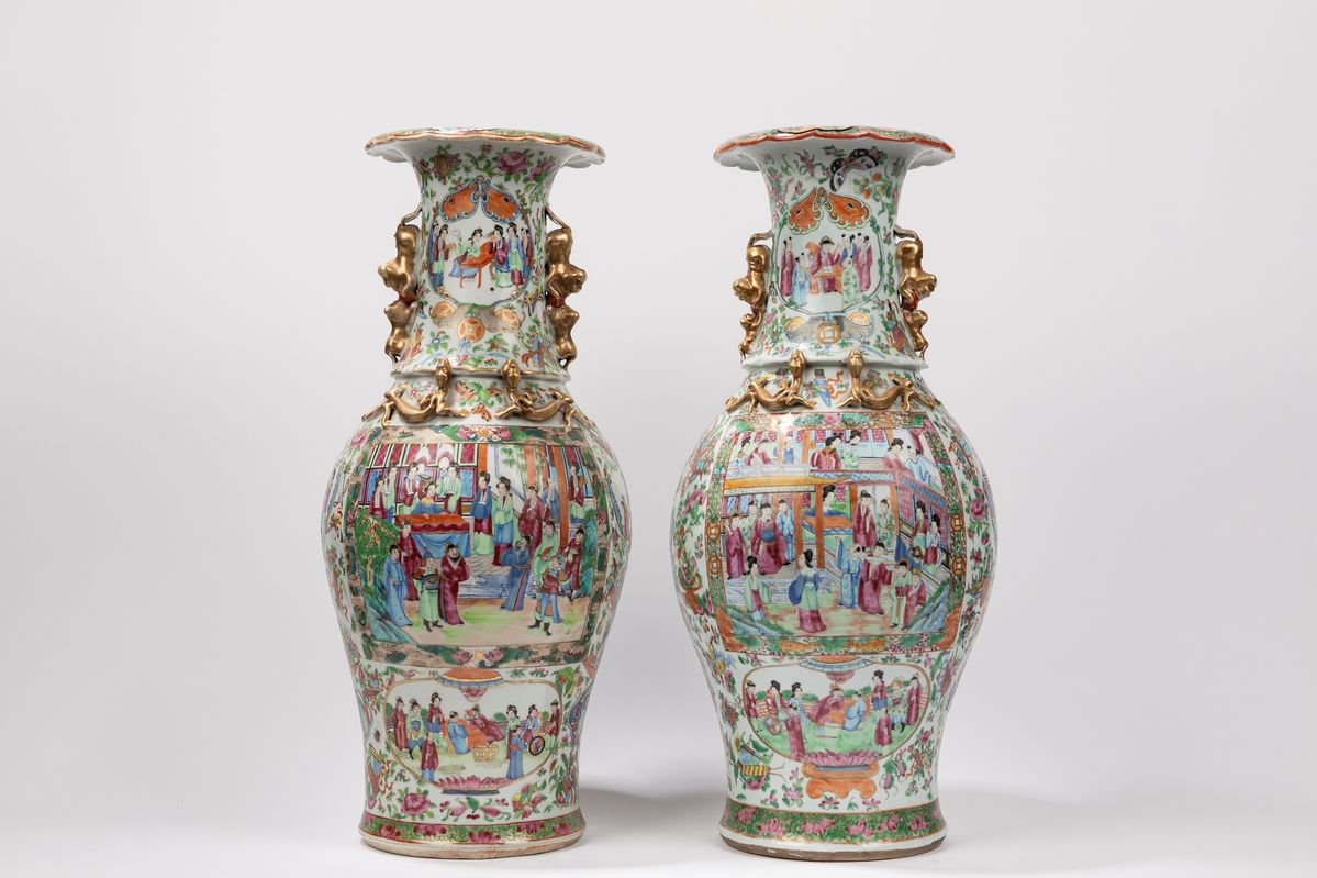 Vasi in porcellana, Cina, dinastia Qing, XIX secolo
