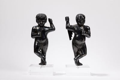 Sculture, Coppia di figure in argento, Asia, XIX secolo