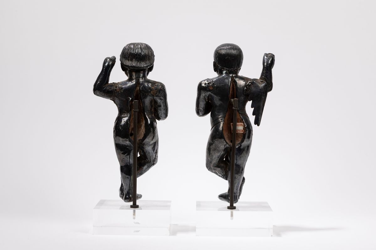 Sculture, Coppia di figure in argento, Asia, XIX secolo