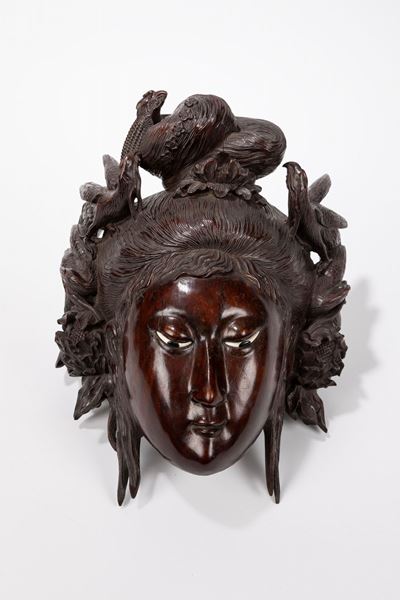 Maschera in legno, Cina, dinastia Qing, fine XIX secolo