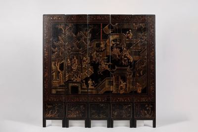 Paravento in legno laccato, Cina, dinastia Qing, XVIII/XIX secolo