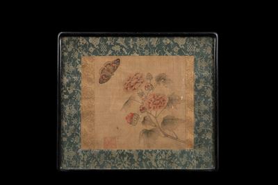 Dipinto su seta, Farfalle tra fiori, Cina, dinastia Qing, XIX secolo