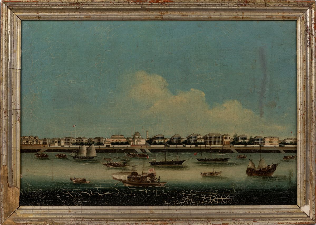 Cina, Dinastia Qing, Vedute di Canton, olio su tela, metà XIX secolo