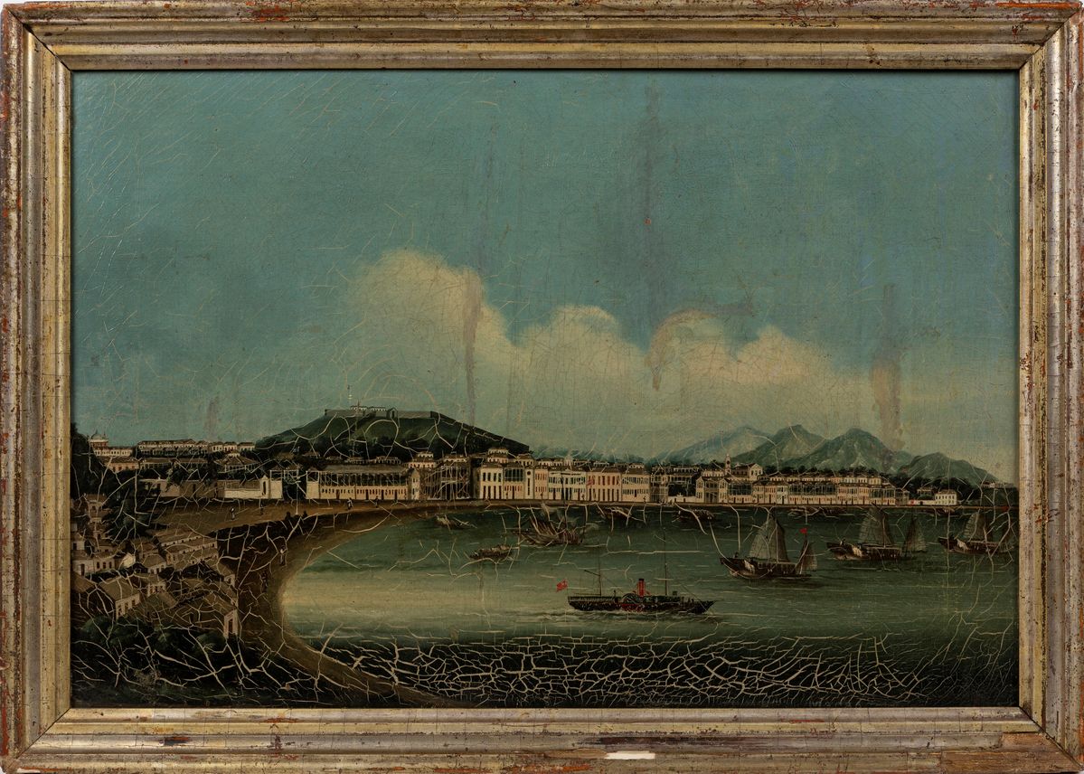 Cina, Dinastia Qing, Vedute di Canton, olio su tela, metà XIX secolo