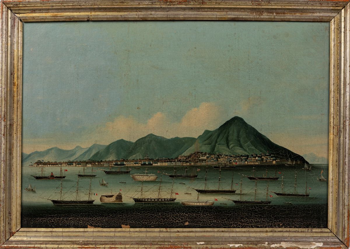 Cina, Dinastia Qing, Vedute di Canton, olio su tela, metà XIX secolo