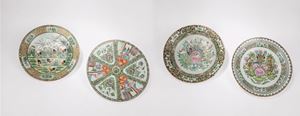 FOUR CANTON PORCELAIN DISHES