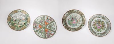 Set di quattro piatti in porcellana Canton, Cina, XX secolo