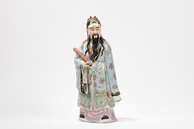 Figura di Fu Xing, porcellana Famiglia Rosa, Cina, XX secolo
