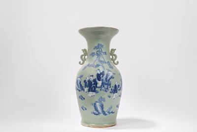 Vaso in porcellana Celadon, Cina, dinastia Qing, fine XIX secolo