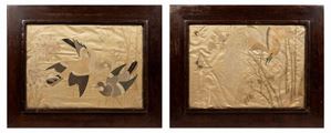 A PAIR OF EMBROIDERY ON SILK
