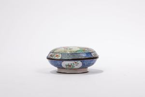 A SMALL ENAMEL ON COPPER BOX