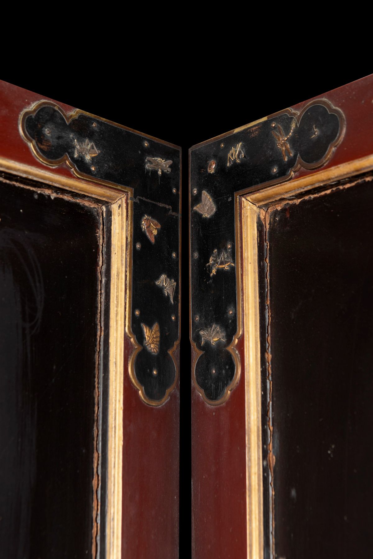 Paravento in legno laccato, Giappone, periodo Meiji (1868-1912)