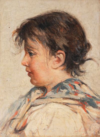 Silvestro Lega, Bambina del Gabbro, olio su tavola