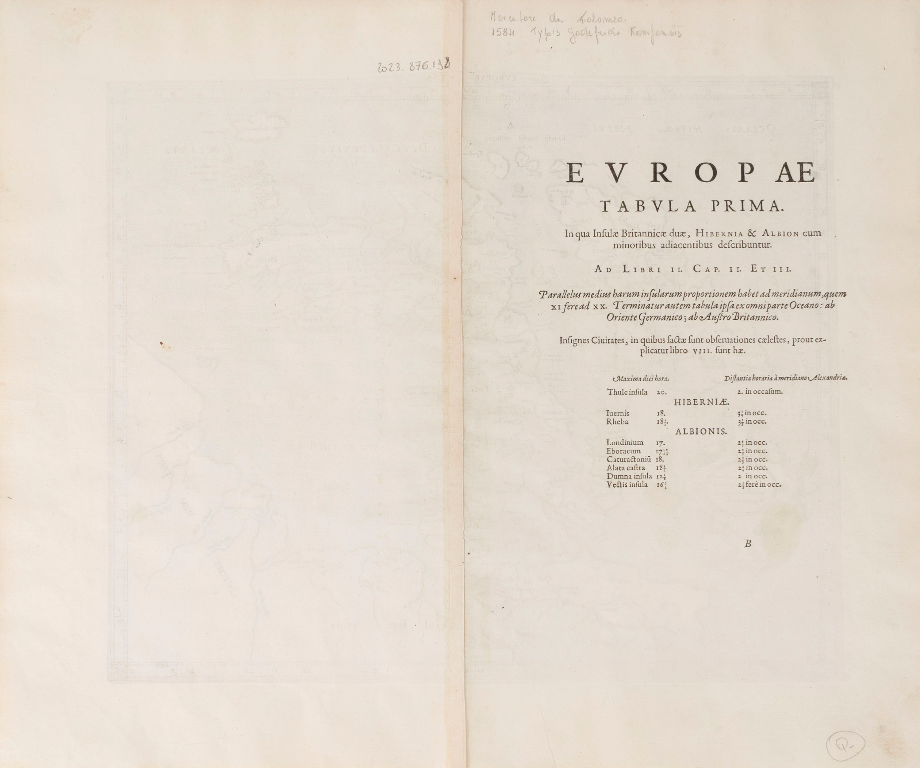 Tolomeo, Claudio - Tolomeo, Europae tabula prima: Britannia e Hibernia, incisione su rame, 1584