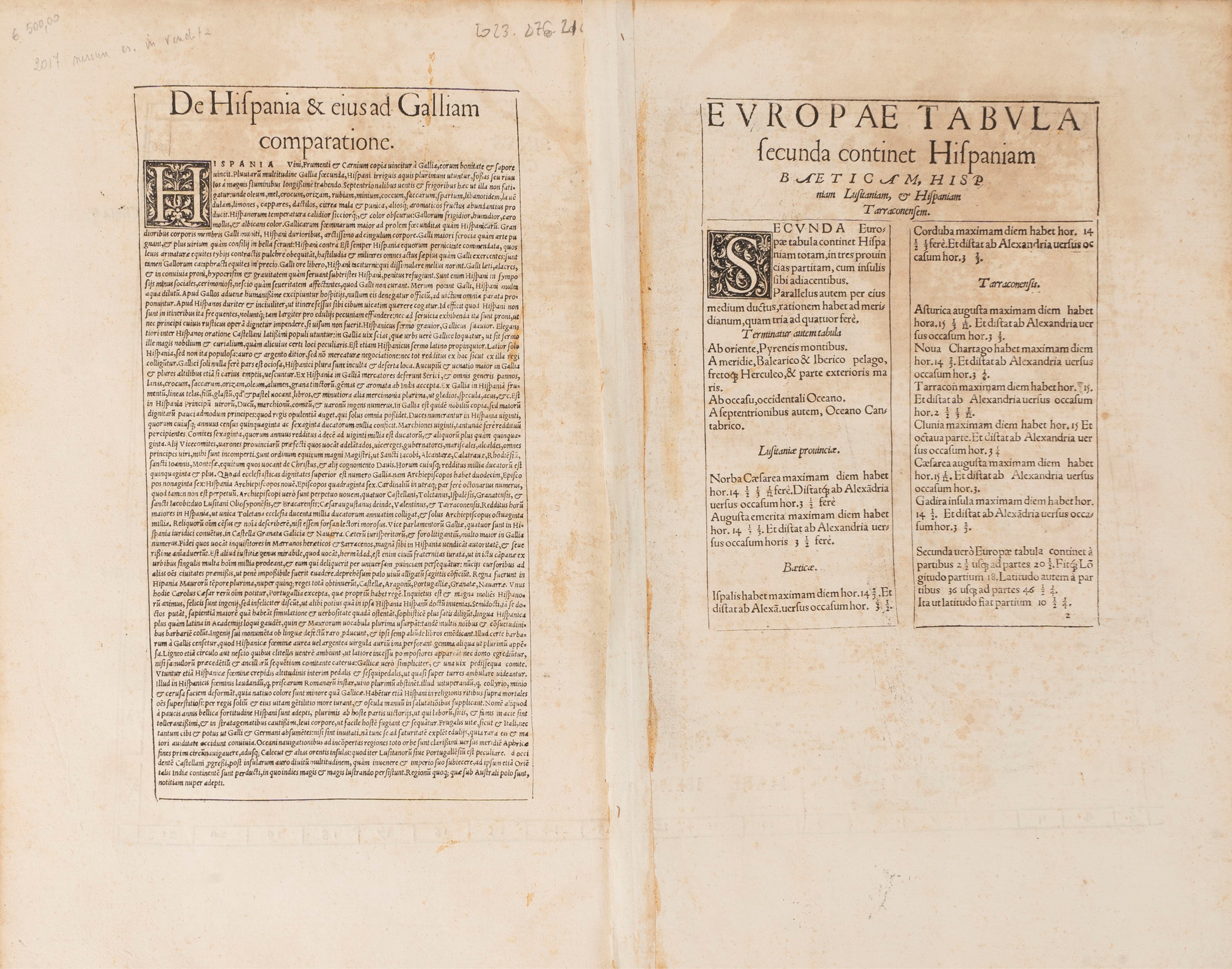 Tolomeo, Claudio - Tolomeo, Europae tabula secunda continent Hispaniam BAETICAM, Hispaniam Lusita...