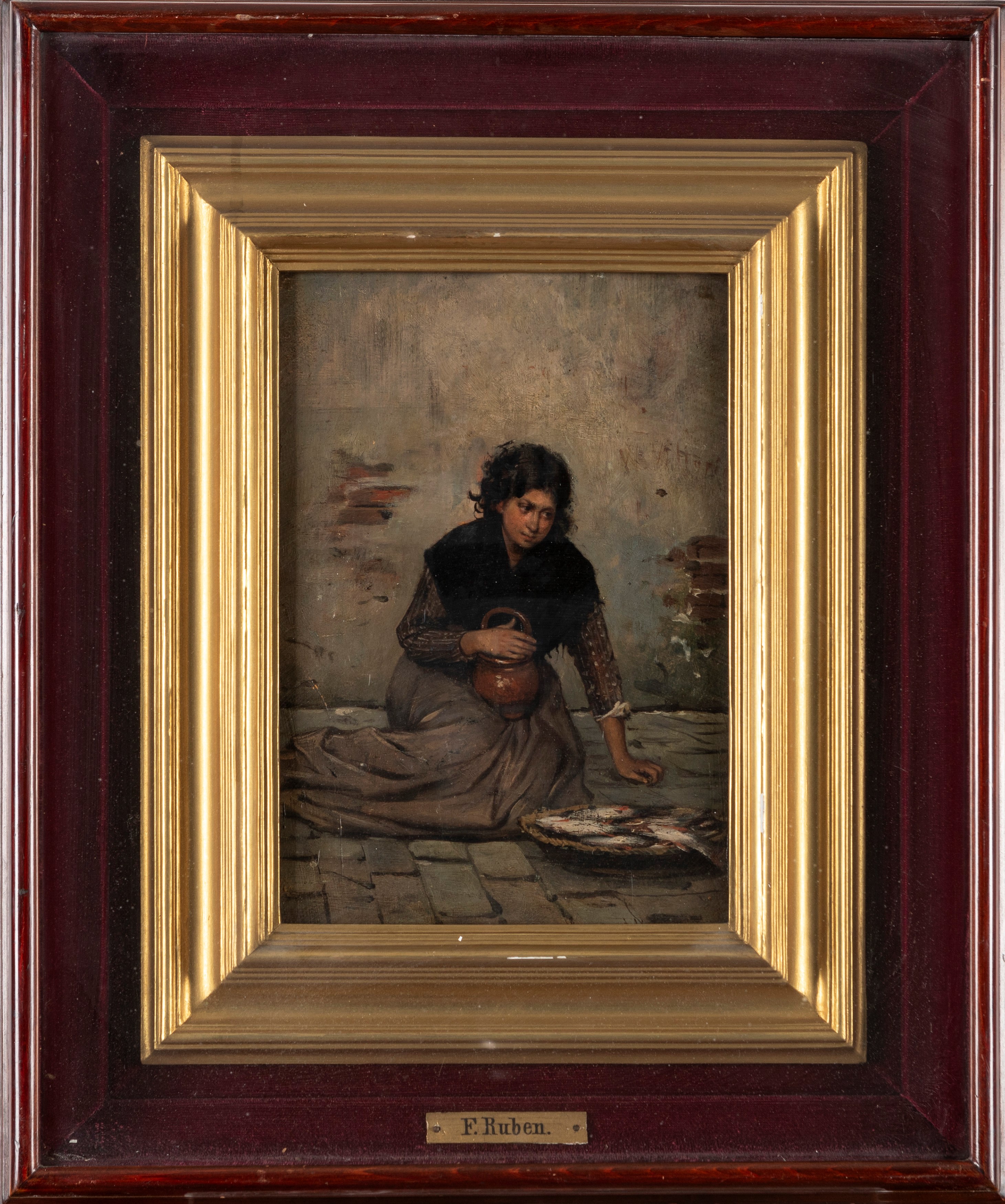 Franz Leo Ruben - Pescivendola, olio su tavola