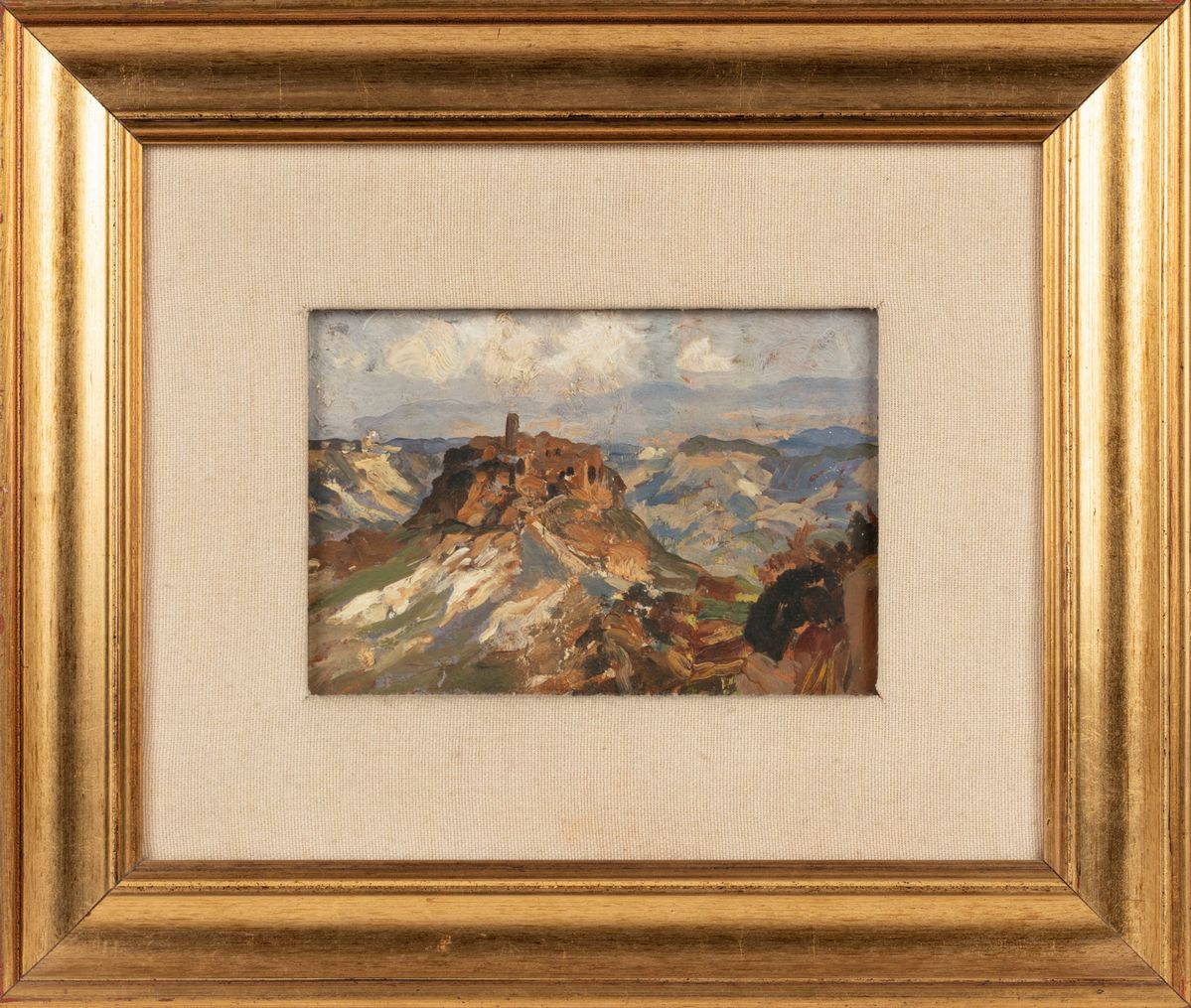Max Roeder - Civita di Bagnoregio, olio su cartone, 1899