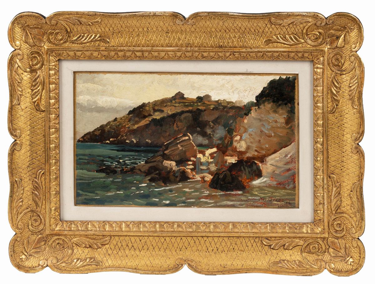 Max Roeder - Ischia, olio su cartone