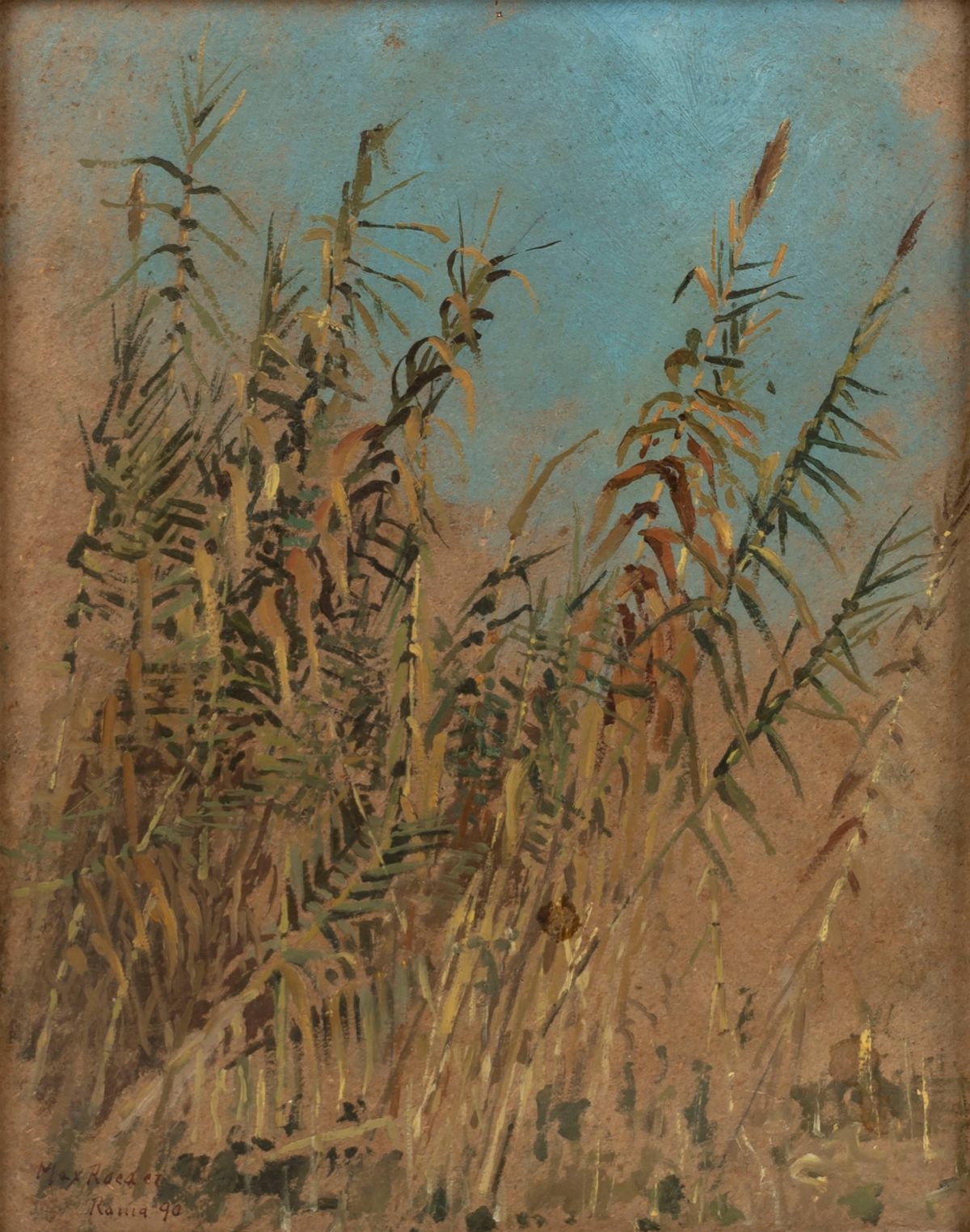 Max Roeder - Roma, veduta della campagna, olio su cartone