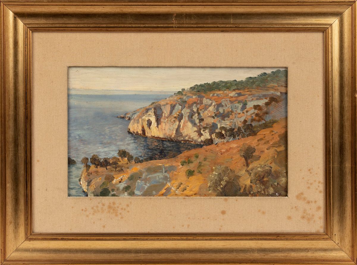 Max Roeder - La costa presso Sorrento, olio su cartone