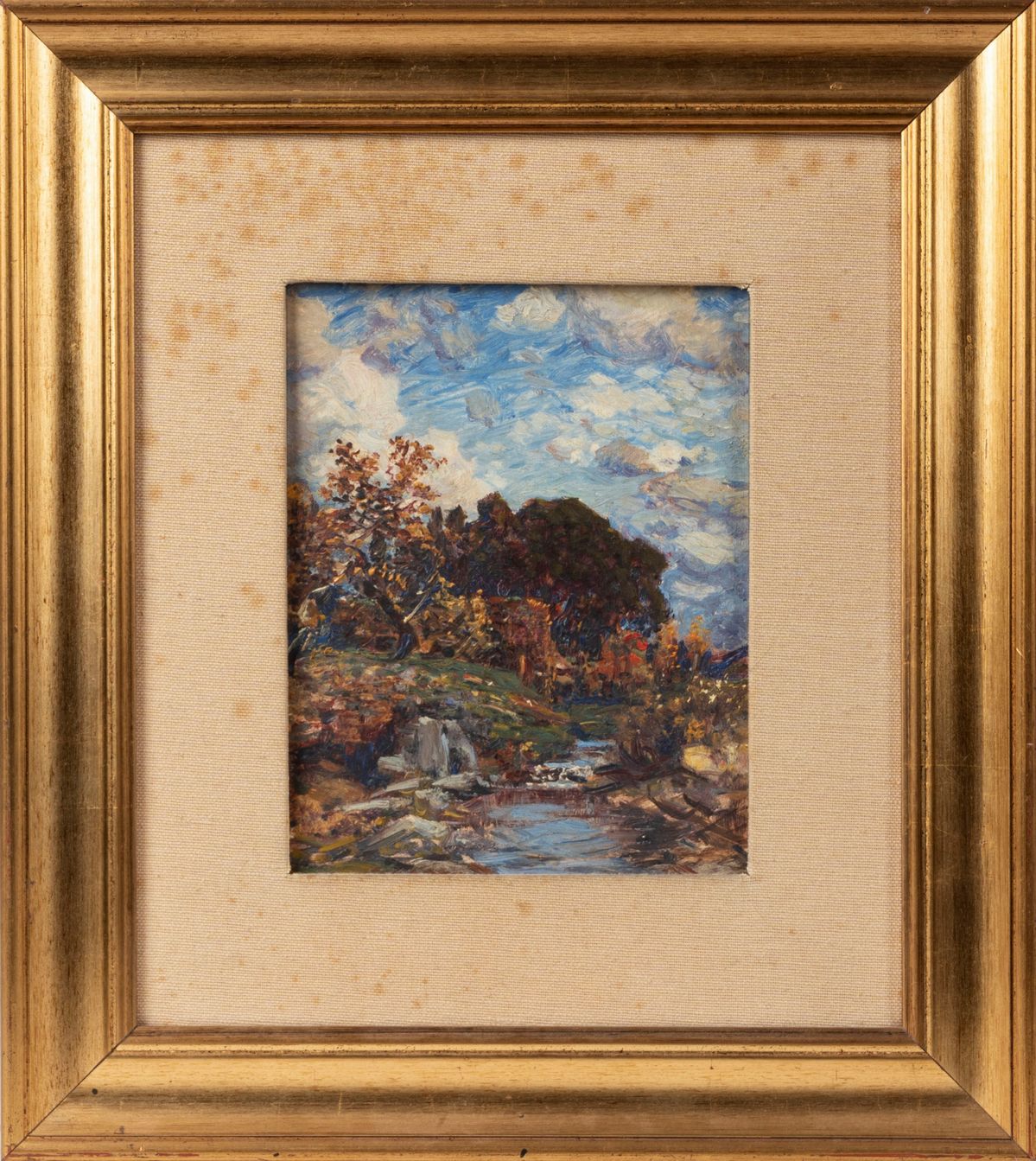 Max Roeder - Ruscello in autunno, olio su cartone